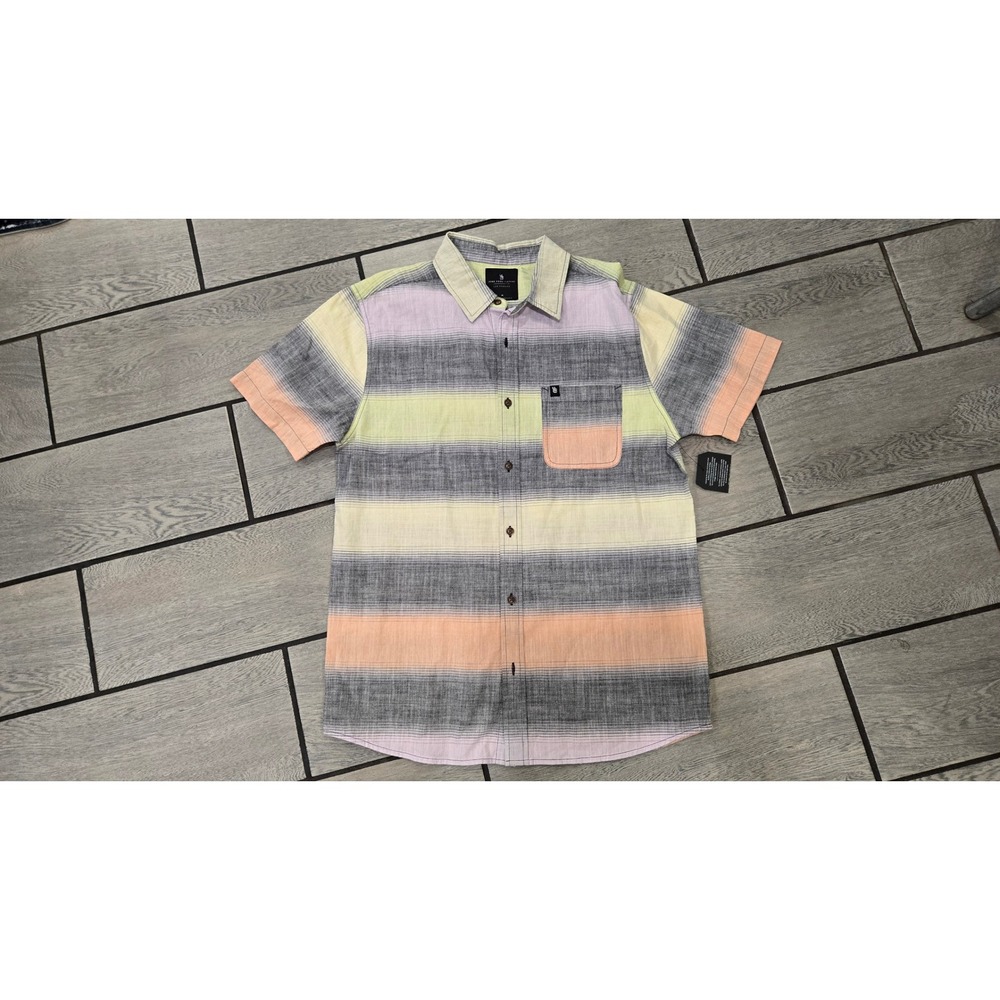 Junk Food Clothing Mens Medium Striped Short Sleeve Button Down Shirt Pastel